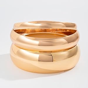 Amazon.com: MSSIEJEW 3PCS Chunky Gold Bangle Bracelets